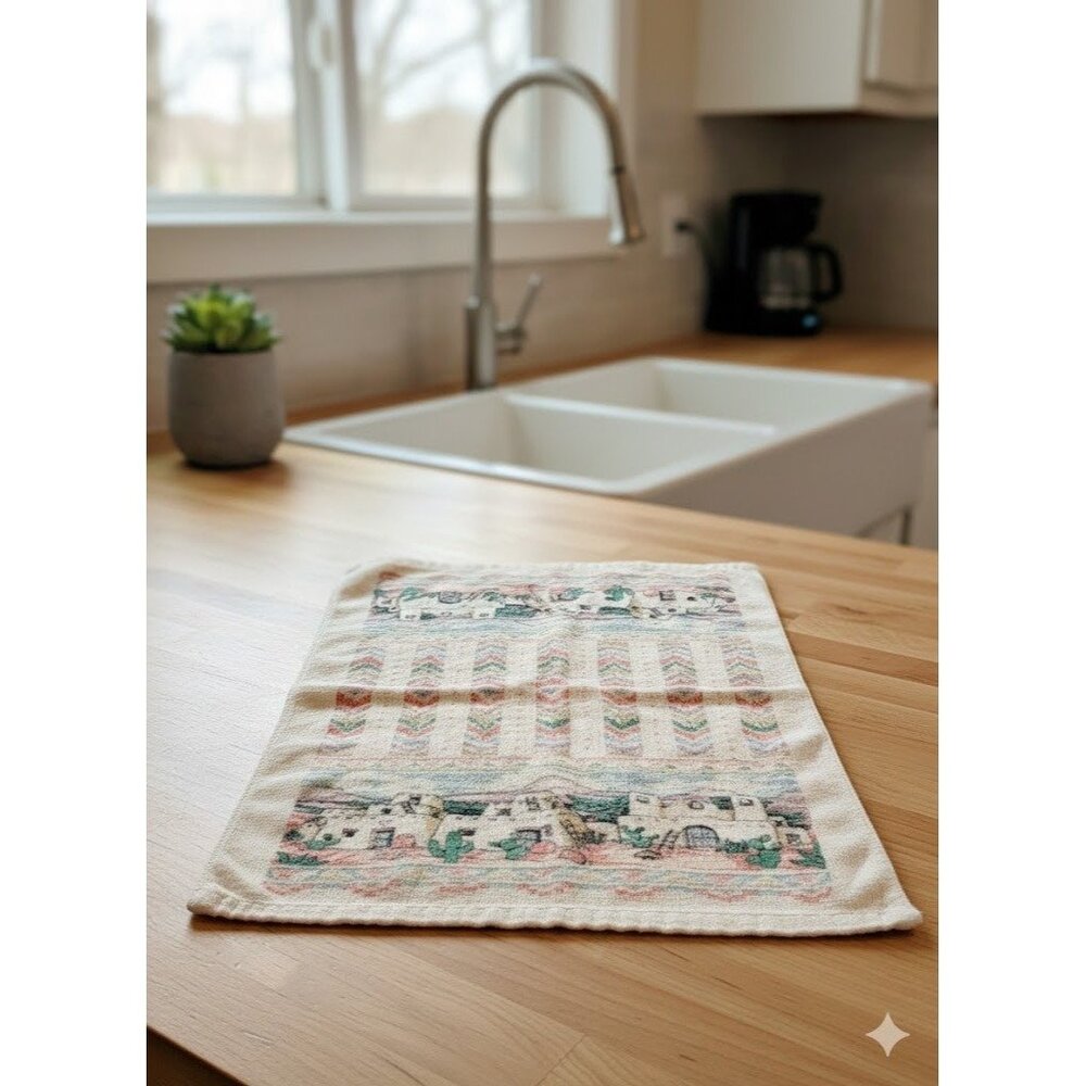 VTG The Kitchen Works Southwestern Pueblo‎ Village Kitchen Towel 80s 90s